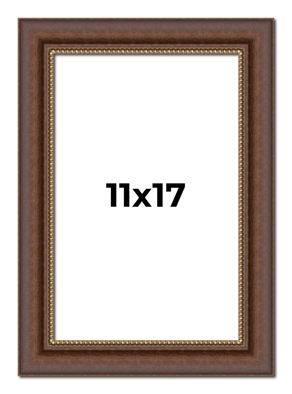 11x17 Traditional Picture Frame with UV-Resistant Acrylic & Acid Free Backing, Available in 3 Finishes - Black, Brown, Gold